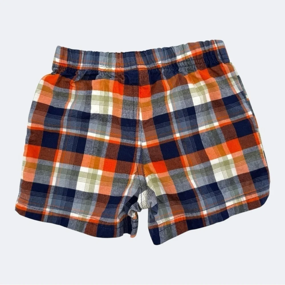 Carter's Blue and Orange Polo Bodysuit & Plaid Short Set Baby Boy 9 Months